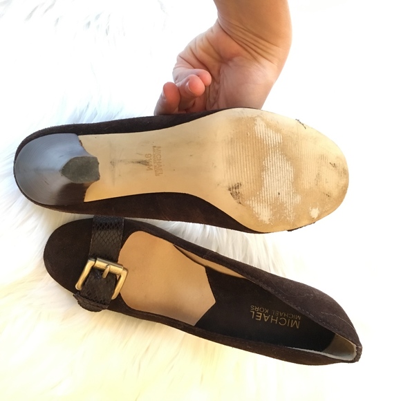 Michael Kors Chocolate Suede Heel with Buckle - Picture 3 of 4